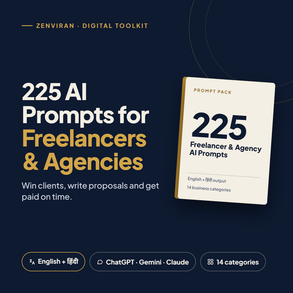 Freelancer & Agency AI Prompt Pack – 225 Prompts in English & Hindi