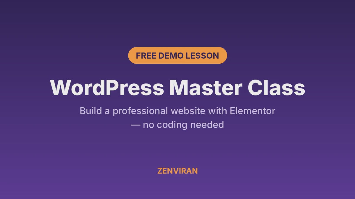 Free demo lesson – WordPress Master Class: building a website section in Elementor