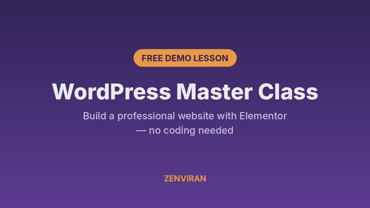Free demo lesson – WordPress Master Class: building a website section in Elementor